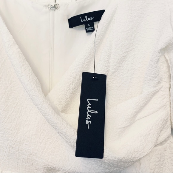 Lulu’s White Surplice Puff Sleeve Mini Dress - Picture 5 of 13